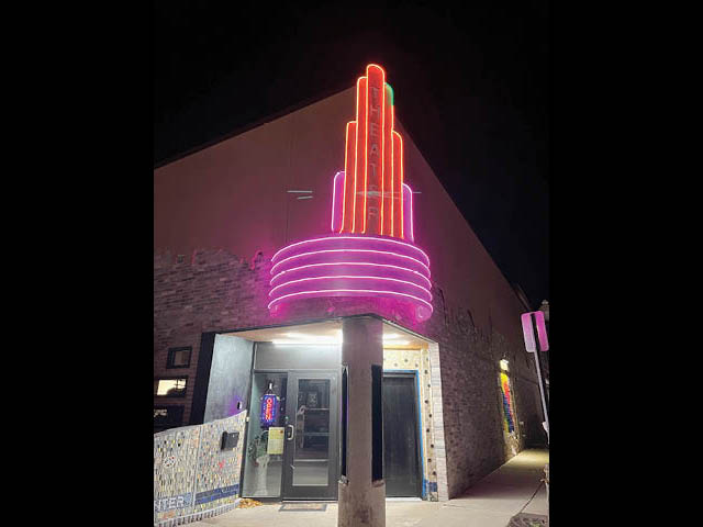 Exterior of the CNY Arts Center at night