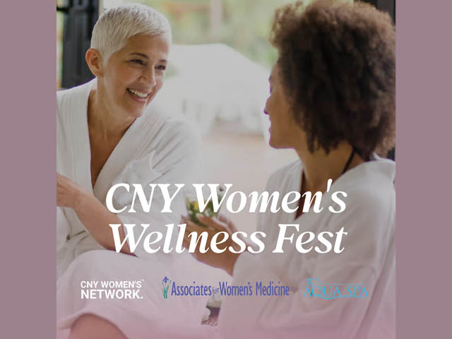  CNY Women's Wellness Fest graphic showing two women in bath robes talking to each other