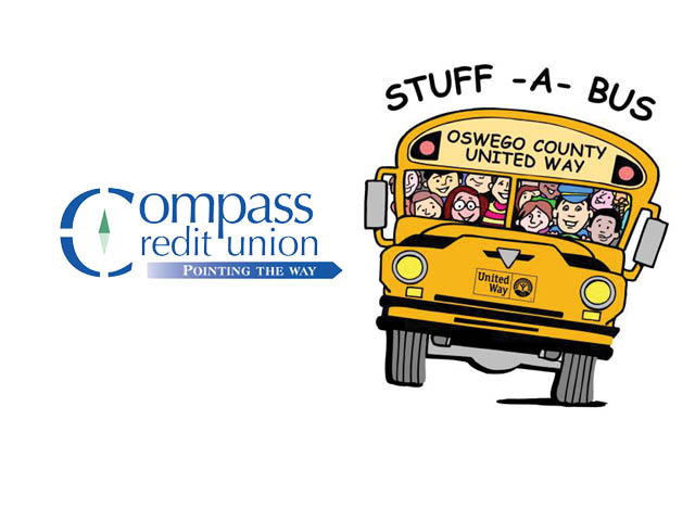 Compass FCU logo next to Stuff A Bus logo