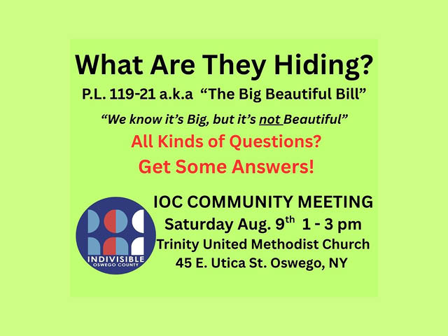 Indivisible Oswego County Asks: What Are They Hiding?