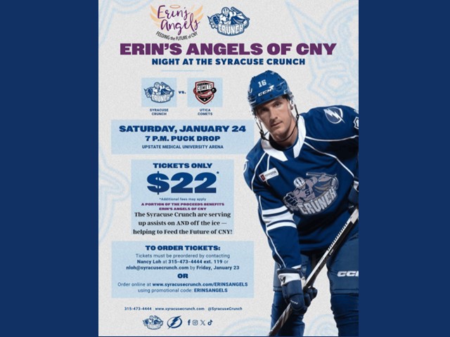 Erin’s Angels of CNY Announces Hockey Night Fundraiser with the Syracuse Crunch to Support Children Facing Food Insecurity
