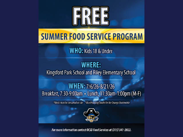 Free Summer Meals Available for Children Throughout Oswego County
