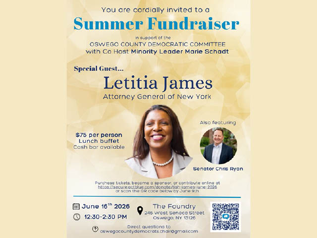 Oswego County Democratic Committee Hosts Rare Appearance by New York Attorney General Letitia James
