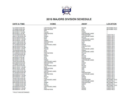 OswegoLittleLeague 2016Schedule