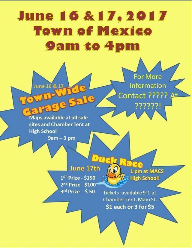 town of mexcio garage sale duck race