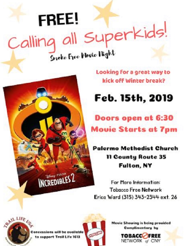 Tobacco Free of CNY Incredibles 2 free movie night