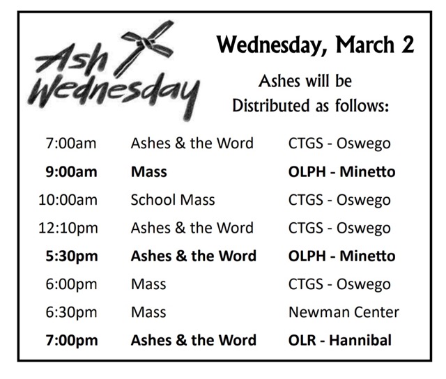 Ash Wed Schedule