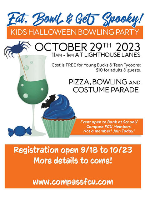 Compass FCU Kids Halloween Bowling Party at Lighthouse Lanes 10.29.23