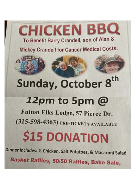 Fulton Elks Lodge Chicken BBQ Benefit 10.8