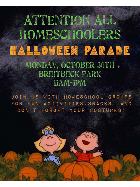 Homeschoolers Halloween Parade Breitbeck Park 10.30.2023