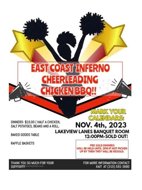 Lakeview Lanes East Coast Inferno Cheerleaders Chicken BBQ 11.4.23