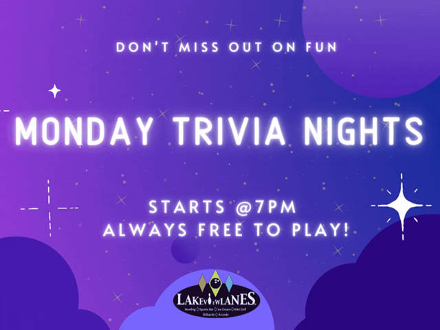 Lakeview Lanes Monday Night Trivia November December 2023