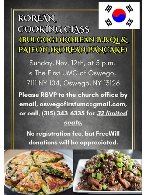 Oswego First UMC Korean Cooking Class 11.12.2023