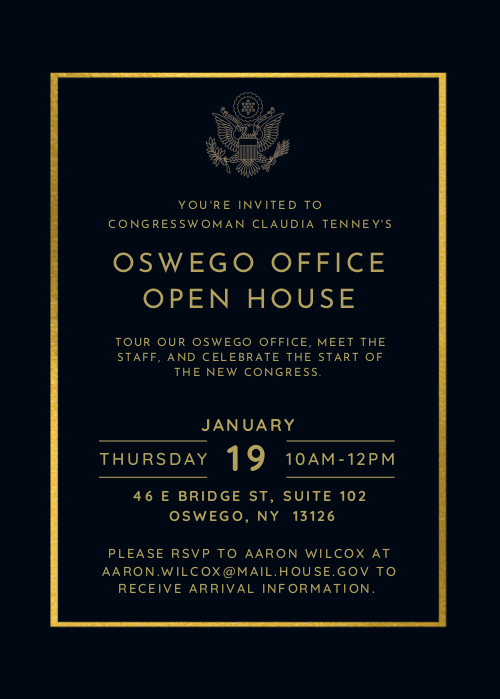 Rep. Tenney Open House Invite Oswego