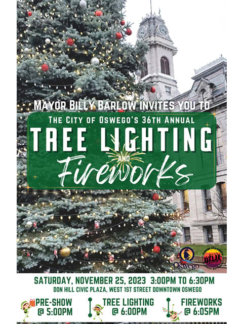 oswego tree lighting fireworks 11.25.2023
