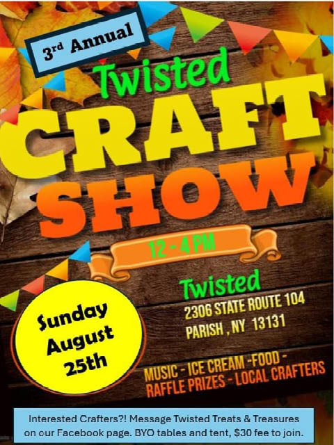 3rd annual twisted treasures craft show parish 8.25.2024