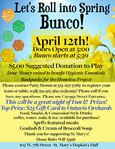 bunco st marys oswego 4.12.2024