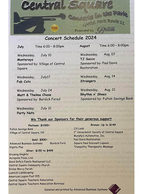 central square concert in park goettel park july august 2024