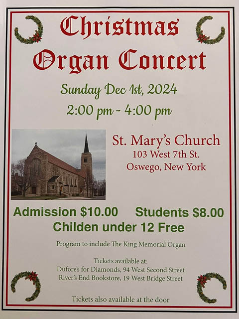christmas organ concert st marys church 12.1.2024