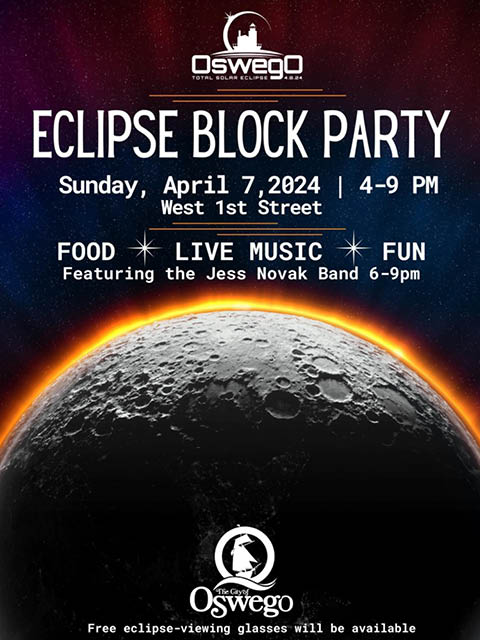 city of oswego block party solar eclipse poster carousel 4.7.2024