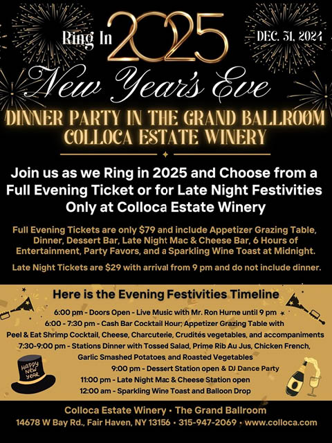 dinner dance party new years eve colloca 12.31.2024