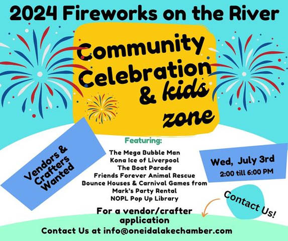 fireworks community celebration on river brewerton 7.3.2024