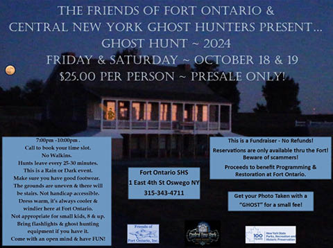 ghost hunt fort ontario 10.18 19.2024