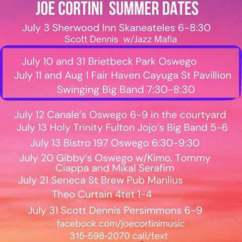 joe cortini summer concerts 2024