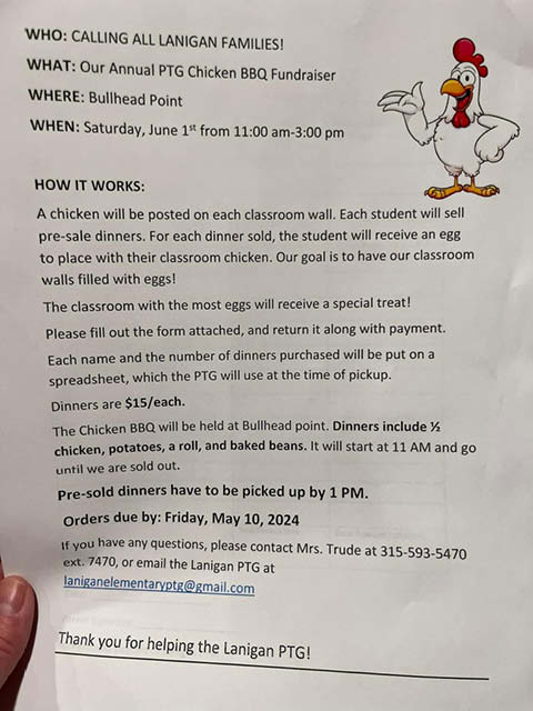 lanigan ptg chicken dinner fundraiser bullhead point 6.1.2024