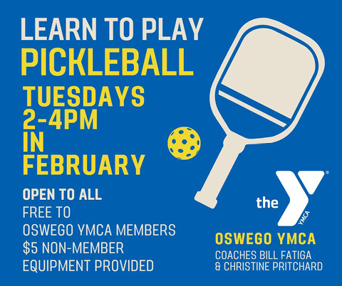 learn to play pickleball oswego ymca tuesdays february 2024