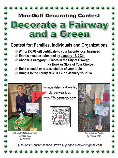 mini golf oswego public library fundraiser contest due 1.12.2024