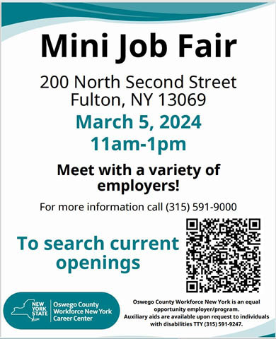 mini job fair oswego county workforce 3.5.2024