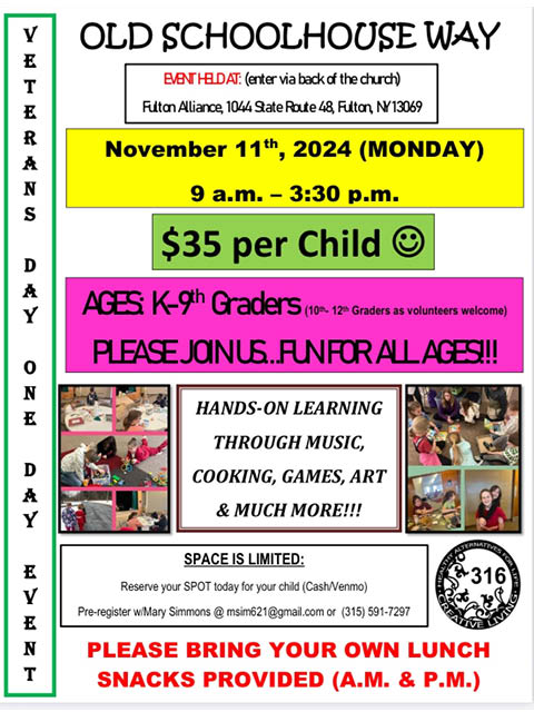 old schoolhouse way one day event fulton alliance church 11.11.2024