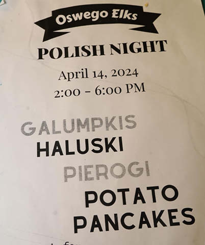 oswego elks polish dinner 4.14.2024