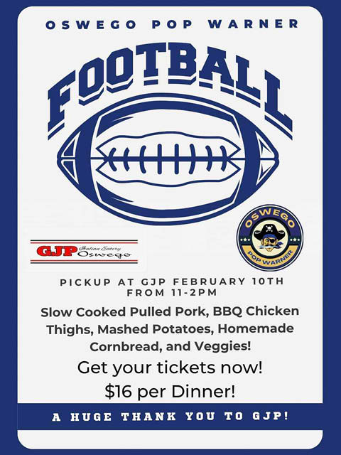 oswego pop warner football gjp fundraiser 2.10.2024
