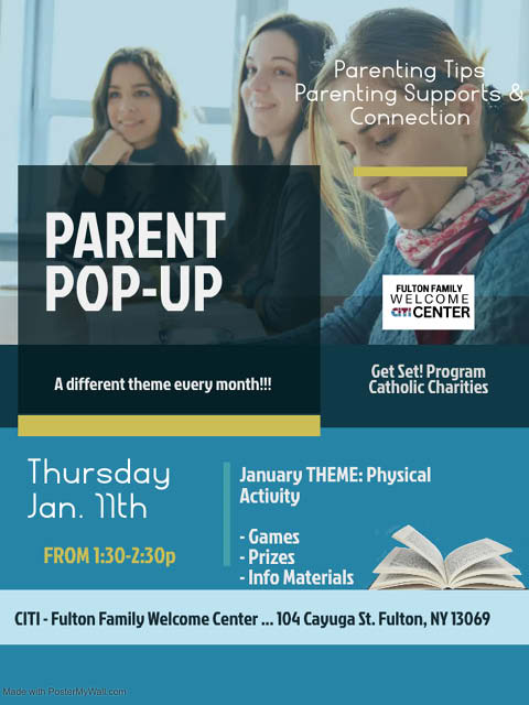parent pop up event physical fitness fulton family welcome center 1.11.2024