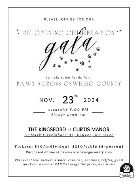 reopening gala paws across oswego county kingsford curtis manor 11.23.2024