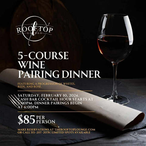 rooftop lounge 5 course wine dinner pairings 2.10.2024