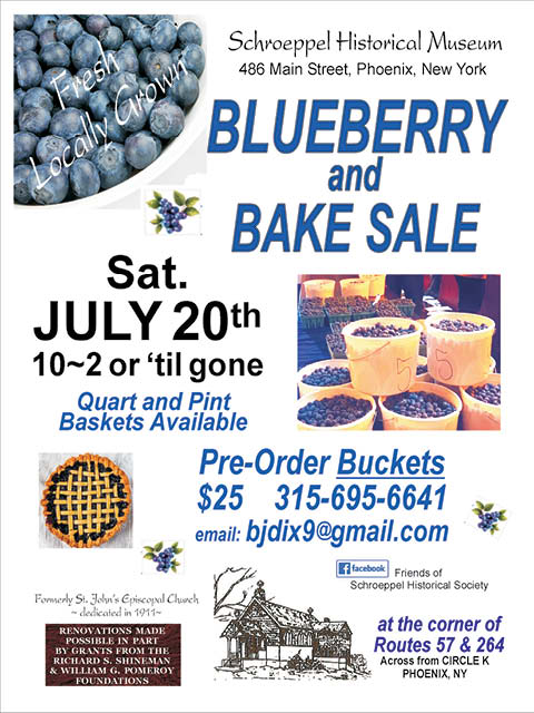 schroeppel historical society blueberry bake sale 7.20.2024