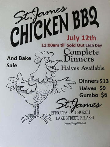 st james chicken bbq bake sale 7.12.2024