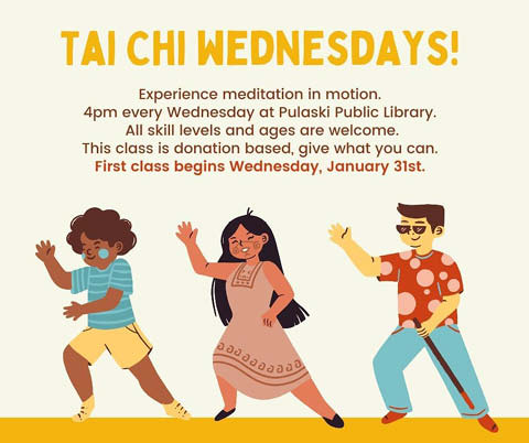 tai chi wednesdays pulaski public library 1.31.2024