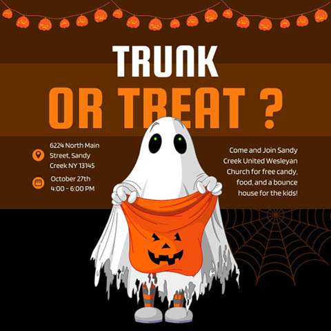 trunk or treat sandy creek wesleyan church 10.27.2024