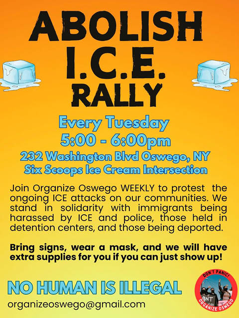 abolish ice rally organize oswego weekly evergreen 2025