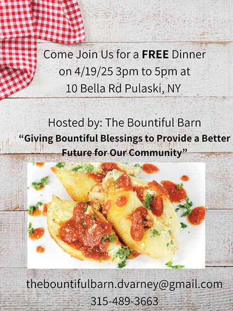 bountiful barn free dinner bella rd pulaski 4.19.2025