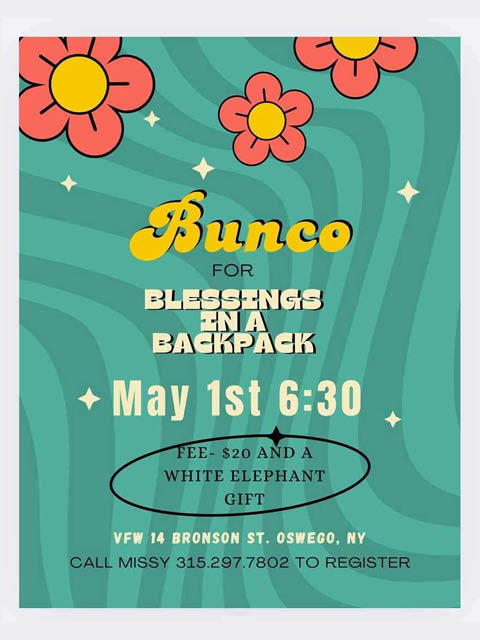 bunco blessings in a backpack oswego vfw 5.1.2025