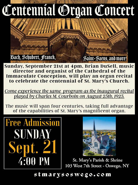 centennial organ concert st marys oswego 9.21.2025