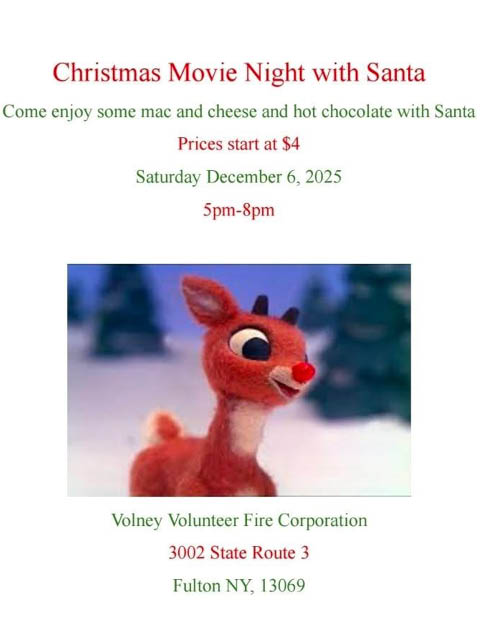 christmas movie night volney fire 12.6.2025