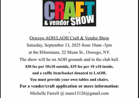 craft vendor show oswego aoh 9.13.2025