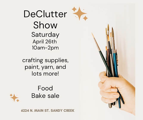 declutter show sandy creek united wesleyan church 4.26.2025