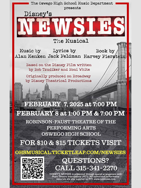disneys newsies oswego high school 2.7 8.2025
